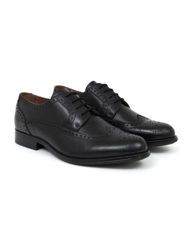 black leather derby shoes CR-24073-BLACK