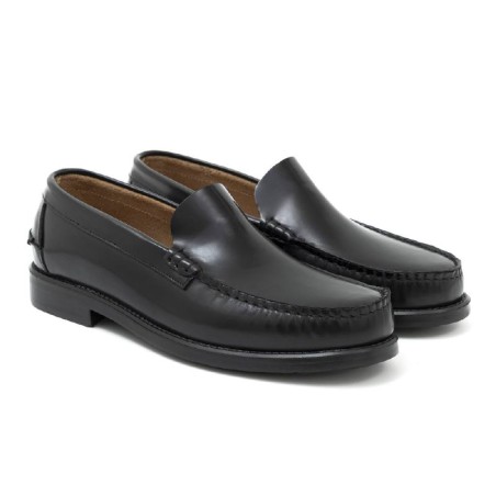 Castillans en cuir noir CR-24124-NEGRO