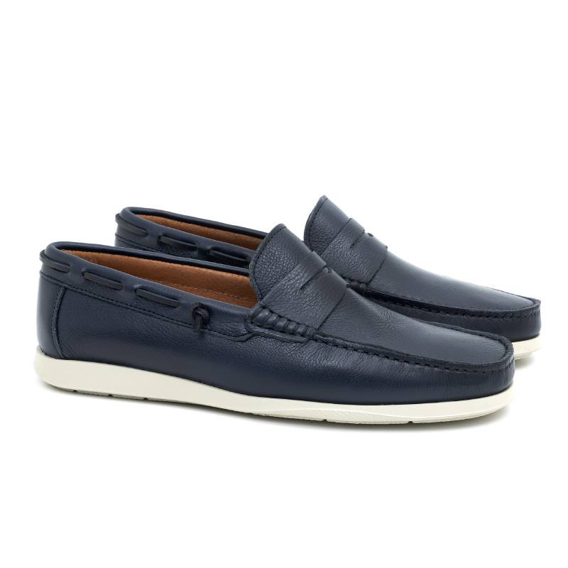 blue leather boat shoes CR-24309-NAVY