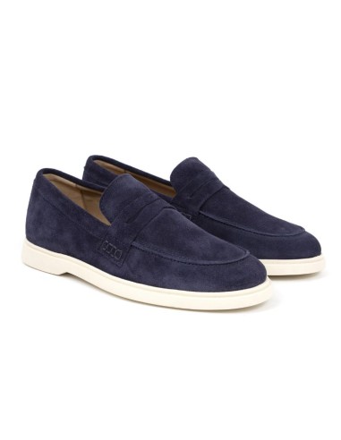 Mocasín de ante con antifaz color azul