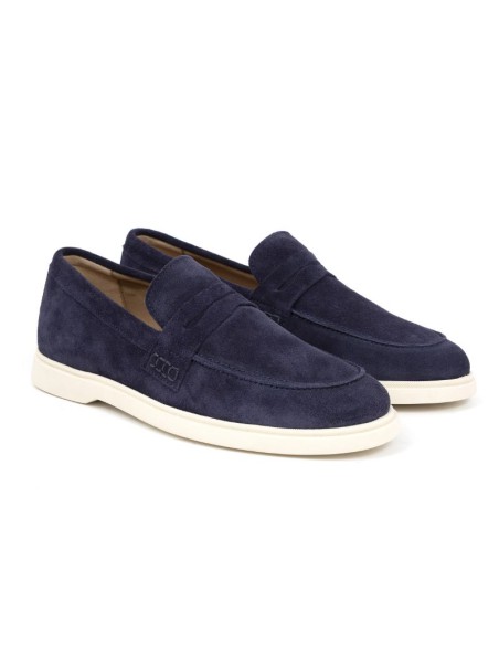 Mocassin suède bleu MILPOR-AZUL
