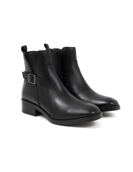 black leather women's ankle boots W-ECHAMEN-BLACK