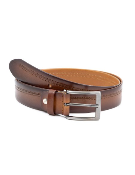light brown leather belt B-CAMELOT-CUERO