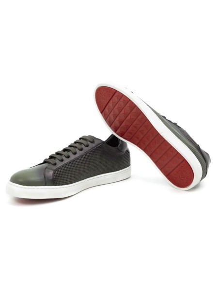 baskets en cuir vert CATAMAN-VERDE