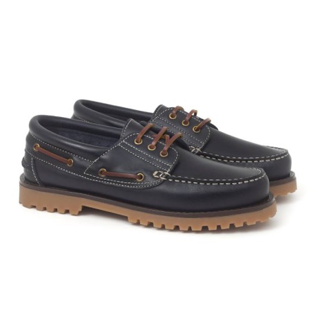 blue leather boat shoes CRONELOR-MARINO