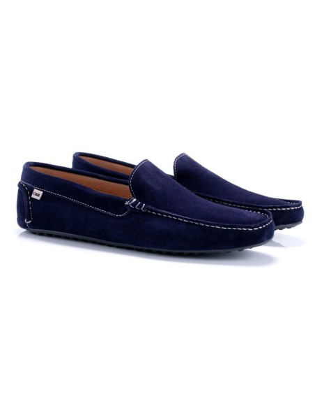 Mocasín de ante liso color azul