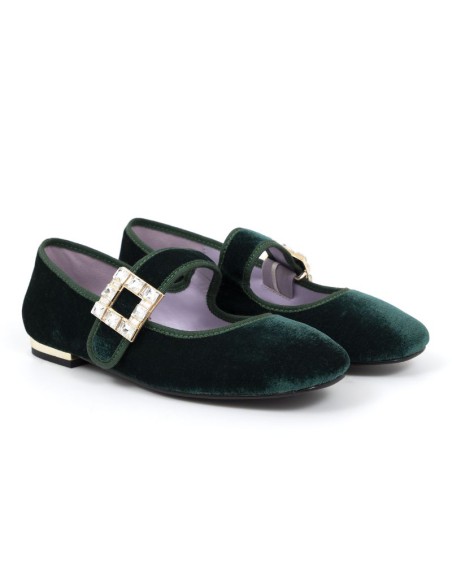 Ballerine velours vert W-DEVUR-GREEN