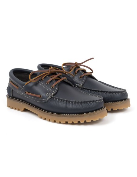 blue leather boat shoes MIRNOT-NAVY