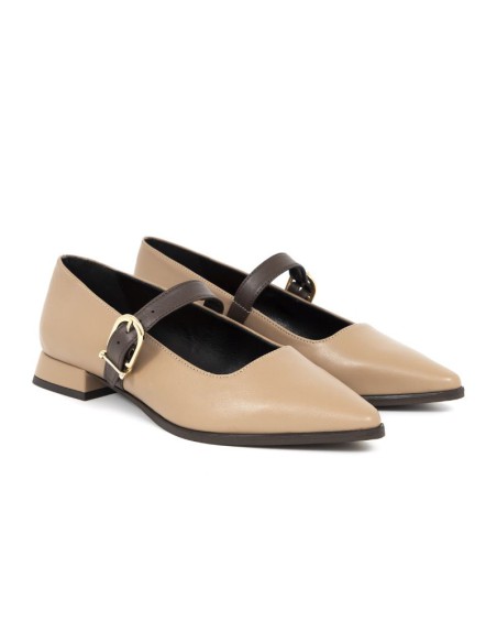 chaussures élégantes pour femmes en cuir beige W-DORY-ARENA