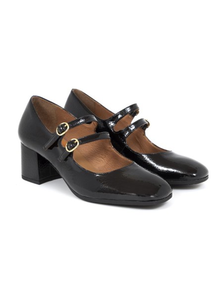 chaussures élégantes pour femmes en cuir noir W-CHELA-BLACK