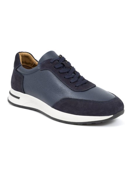 blue leather sport shoes KADEM-NAVY