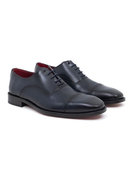 Oxford en cuir bleu LUGADO-MARINO