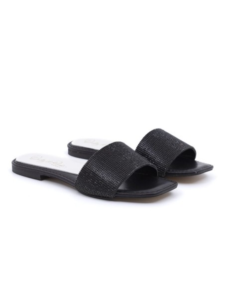 sandales femme en cuir noir W-BRIT-BLACK