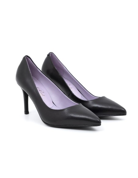 chaussures élégantes pour femmes en cuir noir W-DASY-BLACK