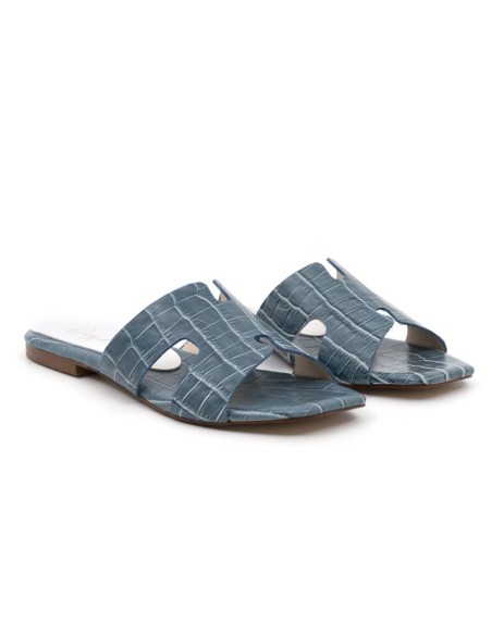 sandales femme en cuir bleu W-IBIZA-BLUE