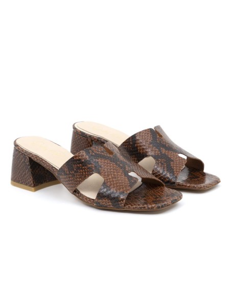 sandales femme en cuir marron W-TULA-BROWN