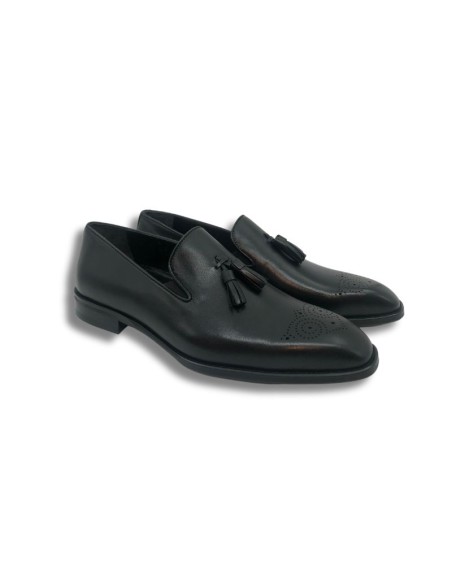 Black leather moccasin