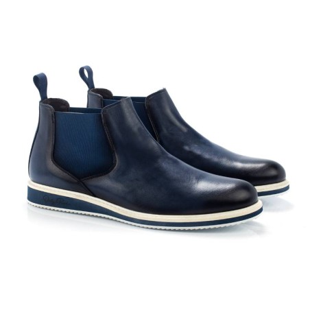 blue leather chelsea boots LOMET-AZUL