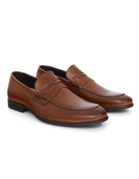 Brown leather moccasin