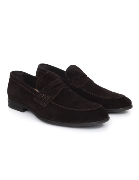 Brown leather moccasin