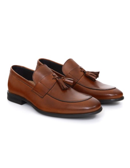 Brown leather moccasin