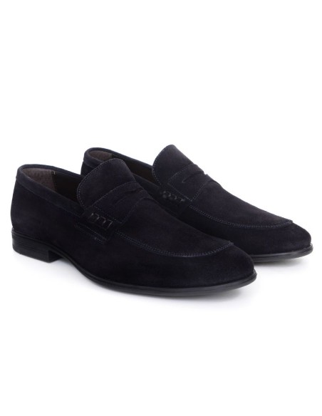 Blue leather moccasin