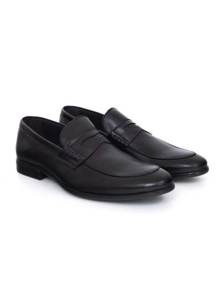 Black leather moccasin