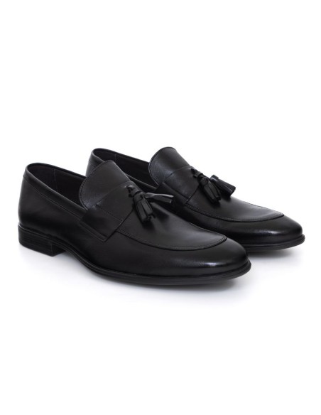 Black leather moccasin