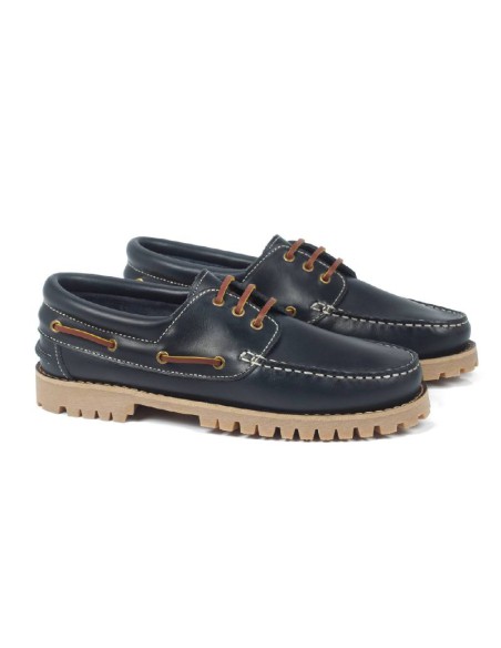 blue leather boat shoes PAXTOR-MARINO