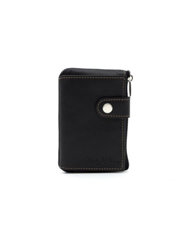 black leather wallet AC-LYON-601-NEGRO