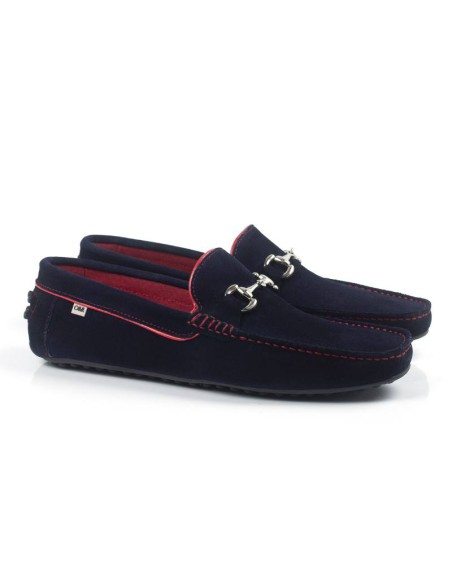 blue suede moccasin SIKERO-AZUL