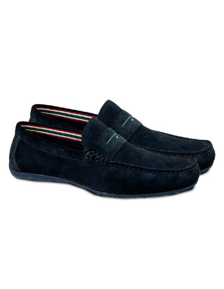 blue suede moccasin SOFAMEN-BLUE