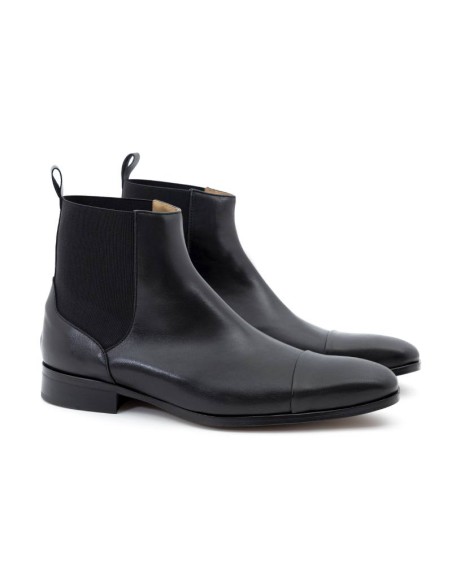 Black leather chelsea boots