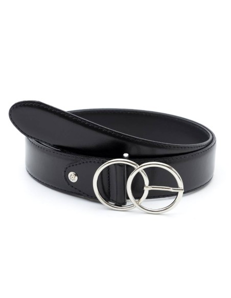 black leather women's belt WB-SIKKY-NEGRO