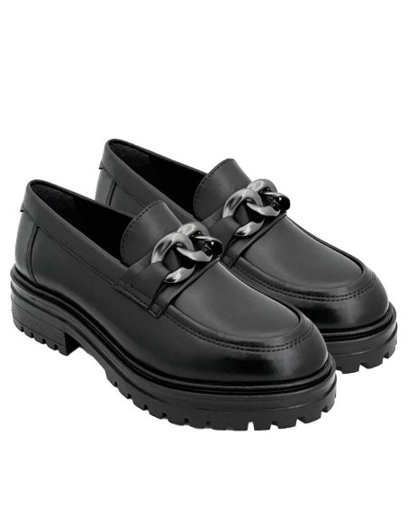 chaussures élégantes pour femmes en cuir noir W-CHAMEN-BLACK