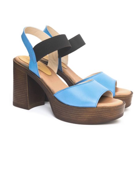 chaussures élégantes pour femmes en cuir bleu W-LIZY-BLUE