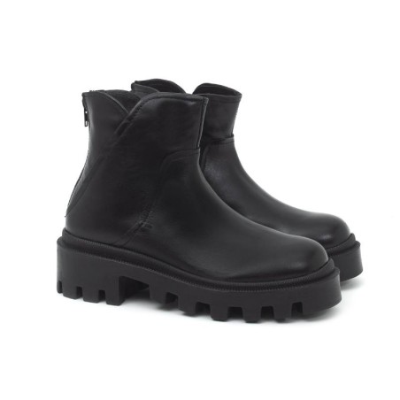 bottines pour femmes en cuir noir W-NAPENAN-BLACK