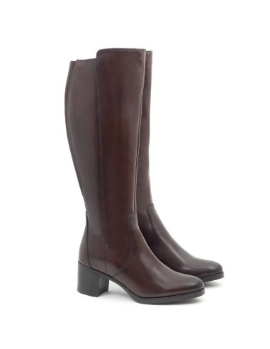 brown leather women's boots W-NAPERMEN-MARRON