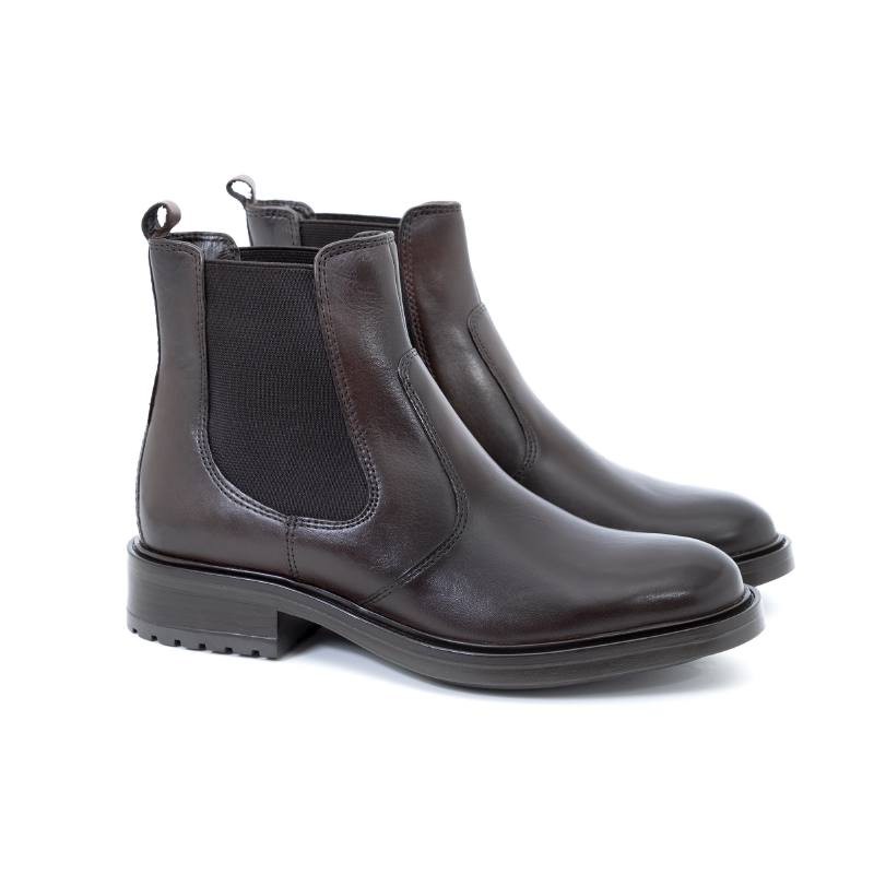 brown leather women's ankle boots W-NAPTIN-CAFE