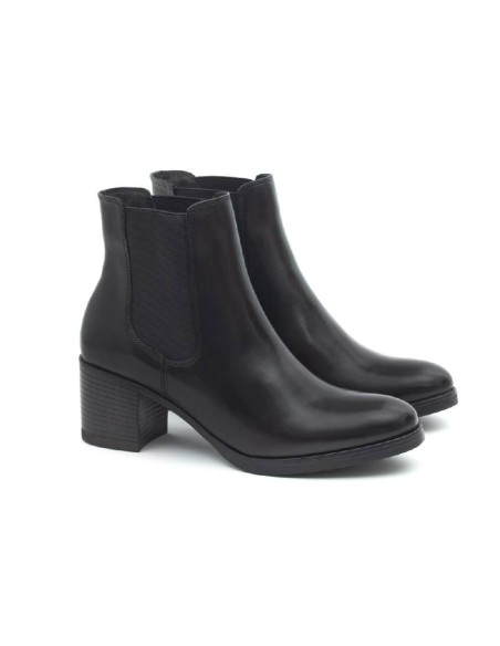 black leather women's ankle boots W-NAYALA-BLACK