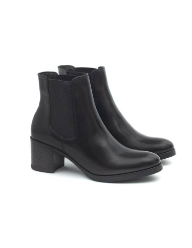 bottines pour femmes en cuir noir W-NAYALIR-BLACK