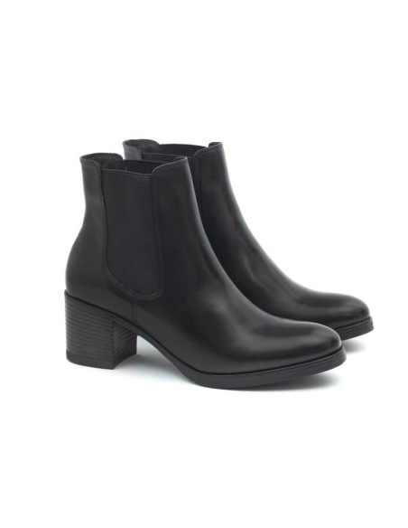 black leather women's ankle boots W-NAYALIR-BLACK