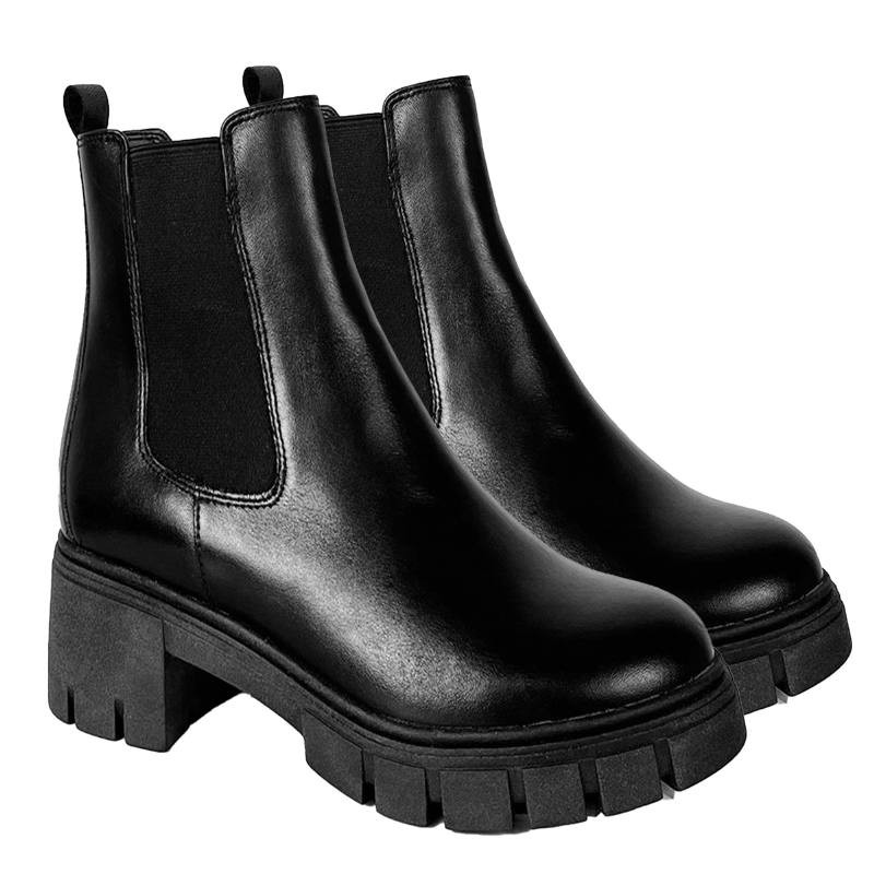 bottines pour femmes en cuir noir W-NAZIKEN-NEGRO