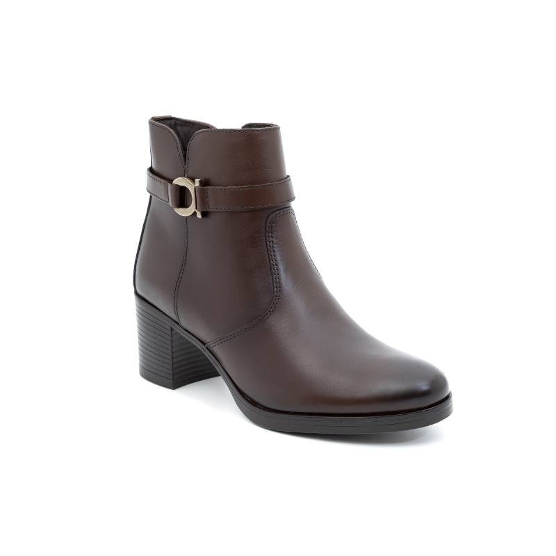 bottines pour femmes en cuir marron W-NAZOR-BROWN