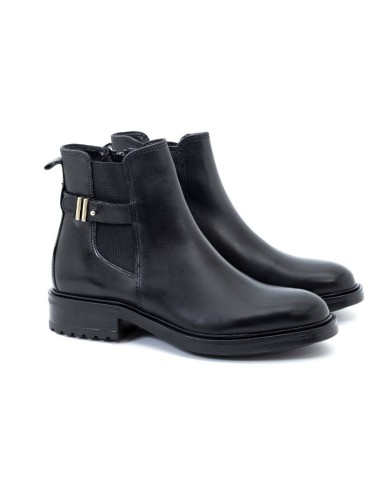 black leather women's ankle boots W-NEBIMAN-NEGRO