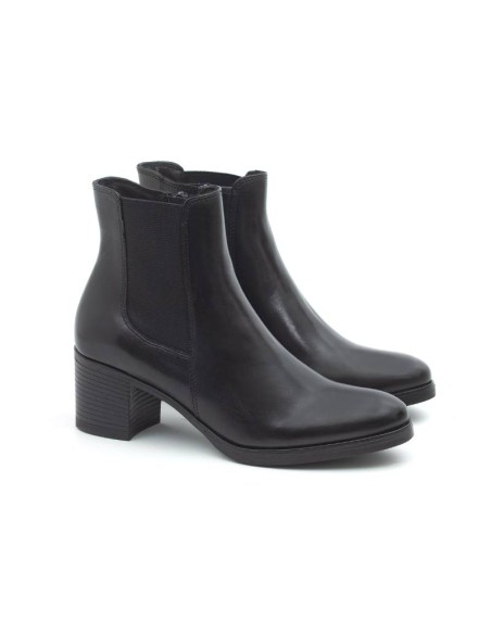 black leather women's ankle boots W-NEBLETE-NEGRO