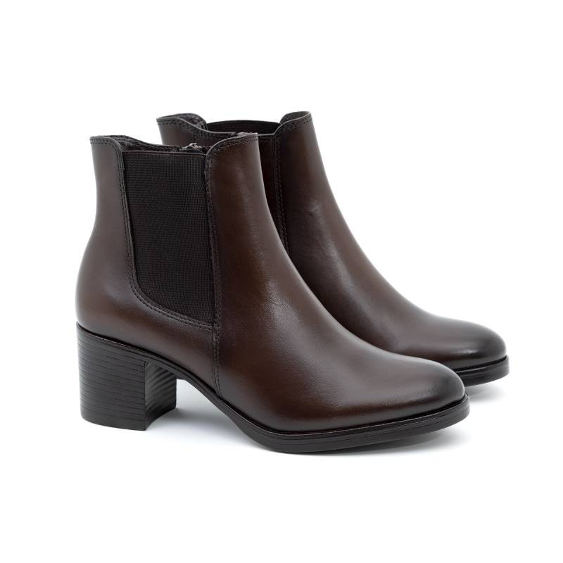 brown leather women's ankle boots W-NEBLOR-BROWN