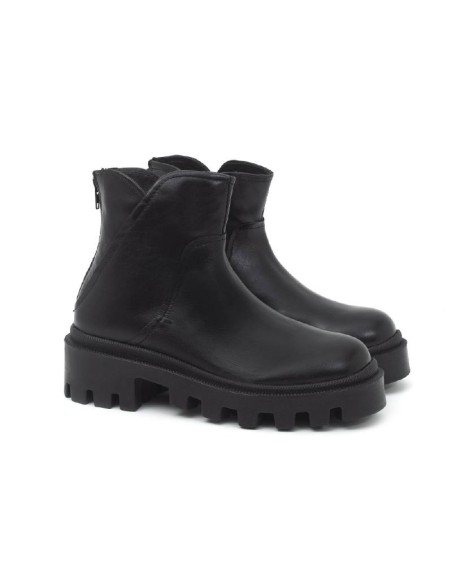 bottines pour femmes en cuir noir W-NEPOR-BLACK