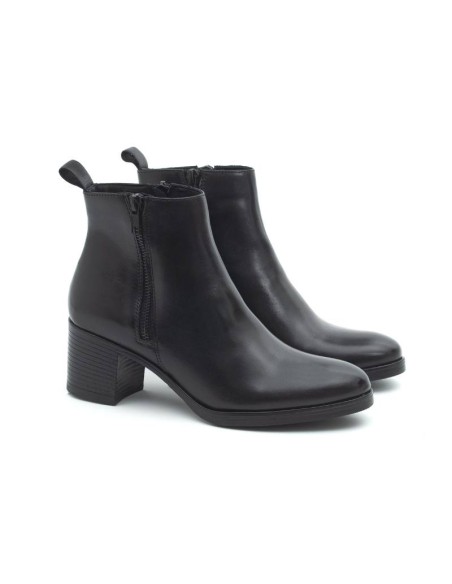 black leather women's ankle boots W-NICTER-NEGRO