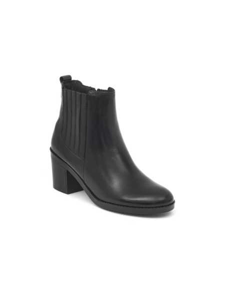 black leather women's ankle boots W-PELSIC-NEGRO